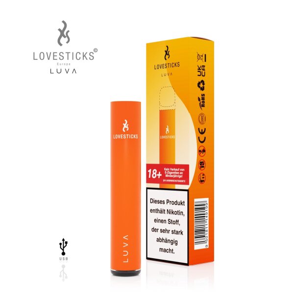 Lovesticks LUVA POD - Einweg E-Shisha mit Nikotin - Orange Basisgerät