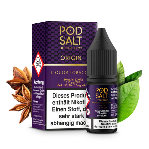 Pod Salt Origin 10ml - Liquid E-Zigarette Vape Einweg Shisha - Liquor Tobacco - 20mg/ml