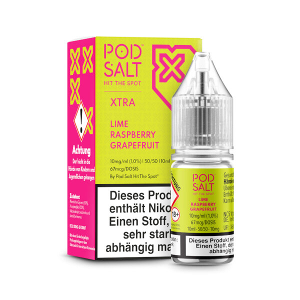 Pod Salt Xtra 10ml - Liquid E-Zigarette Vape Einweg Shisha - Lime Raspberry Grapefruit - 20mg/ml