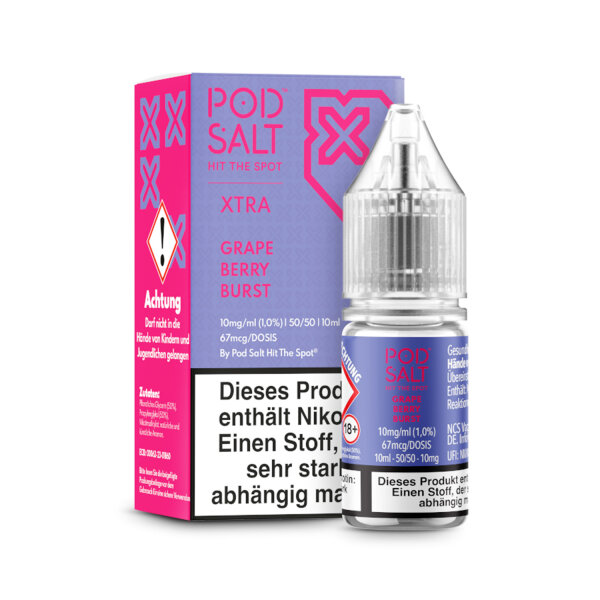 Pod Salt Xtra 10ml - Liquid E-Zigarette Vape Einweg Shisha - Grape Berry Burst - 20mg/ml