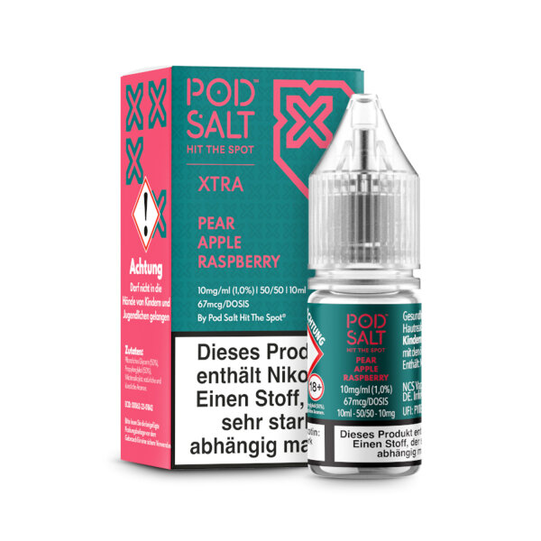 Pod Salt Xtra 10ml - Liquid E-Zigarette Vape Einweg Shisha - Pear Apple Raspberry - 20mg/ml