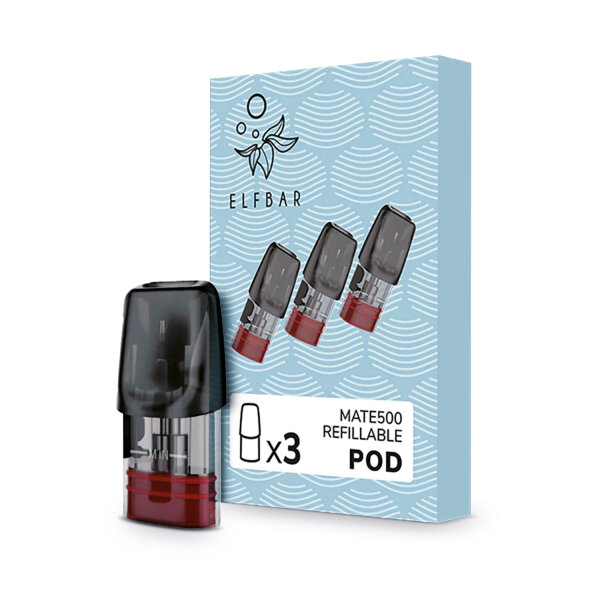 Elfbar Mate500 Refillable Pod- Vape Einweg E-Shisha E-Zigarette - 3er Pack - 1,2 Ohm