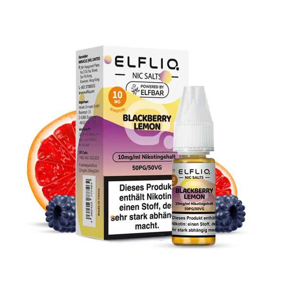 Elfbar ELFLIQ 10ml - Liquid E-Zigarette Vape Einweg Shisha - Blackberry Lemon - 10mg/ml