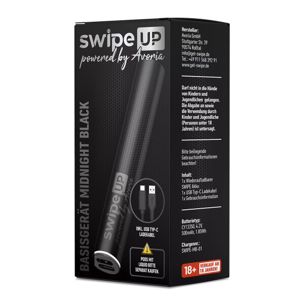 AVORIA Swipe up Vape - Pod System - Basisger&auml;t - Midnight Black