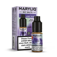 Lost Mary Maryliq 10ml - Liquid E-Zigarette Vape Einweg Shisha - Grape - 20mg/ml