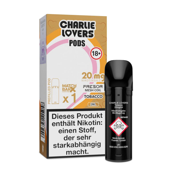 Charlie Lovers POD - Einweg Shisha E-Zigarette - Tobacco 20mg