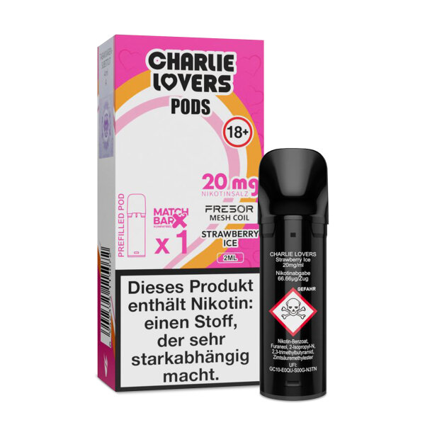 Charlie Lovers POD - Einweg Shisha E-Zigarette - Strawberry Ice 20mg