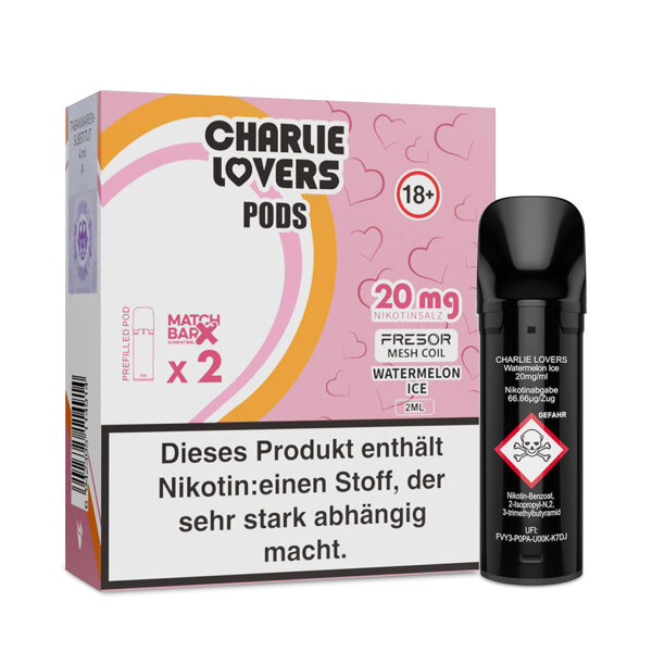 Charlie Lovers PODS - Einweg Shisha E-Zigarette - Watermelon Ice 20mg