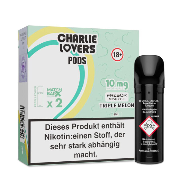 Charlie Lovers PODS - Einweg Shisha E-Zigarette - Triple Melon 10mg