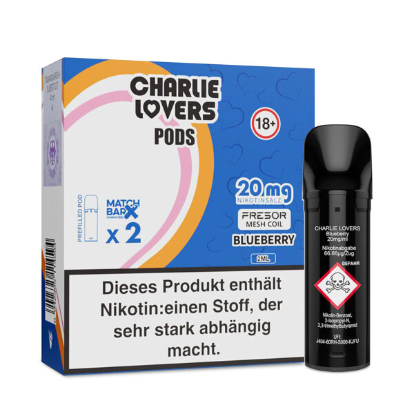 Charlie Lovers PODS - Einweg Shisha E-Zigarette - Blueberry 20mg