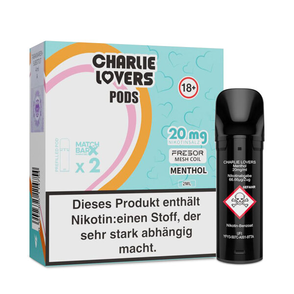 Charlie Lovers PODS - Einweg Shisha E-Zigarette - Menthol 20mg