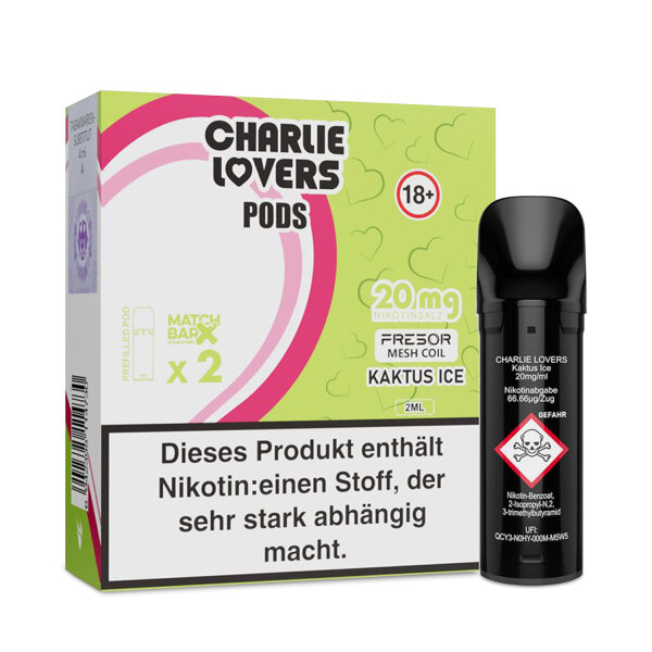 Charlie Lovers PODS - Einweg Shisha E-Zigarette - Kaktus Ice 20mg