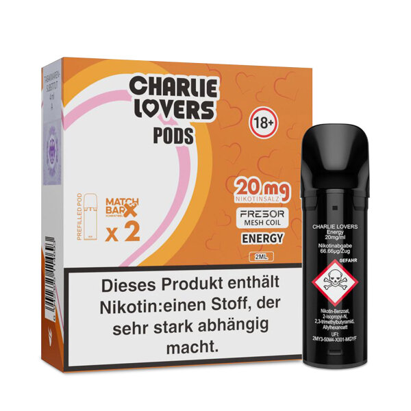 Charlie Lovers PODS - Einweg Shisha E-Zigarette - Energy 20mg