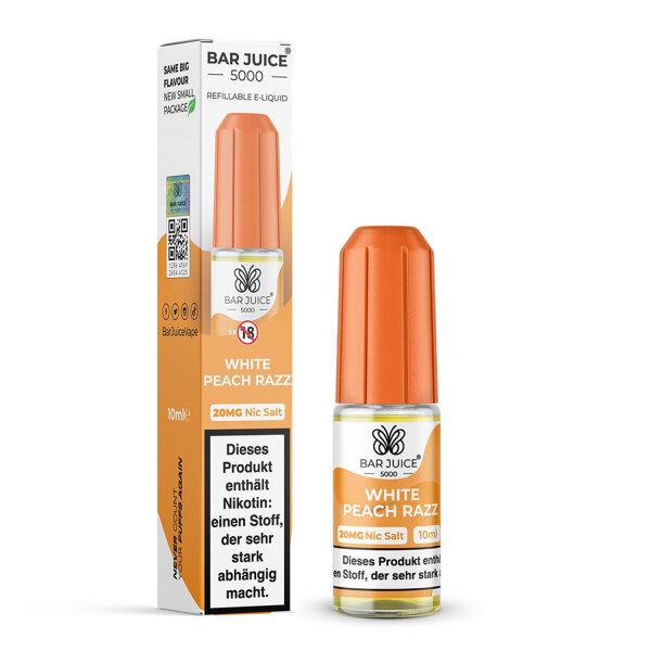 Bar Juice 5000 - Liquid E-Zigarette Vape Einweg Shisha 10ml - White Peach Razz 20mg